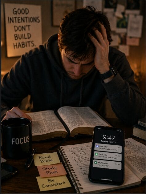 Struggling with inconsistent Bible reading versus building a daily Bible habit with focused study routine
